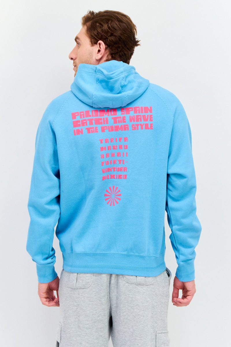 PUMA Men Sportwear Fit Graphic Long Sleeves Outdoor Hoodie, Dusty Aqua  - Image 3