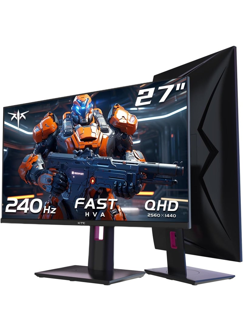 KTC 27 Inch 27GS950 Gaming Monitor 240Hz , QHD 2560x1440 Monitor, Fast HVA, HDR400, G-Sync/FreeSync Compatible, USB/Type C/DisplayPort/HDMI, VESA Mountable, Pivot Height Tilt Adjustable - Image 2