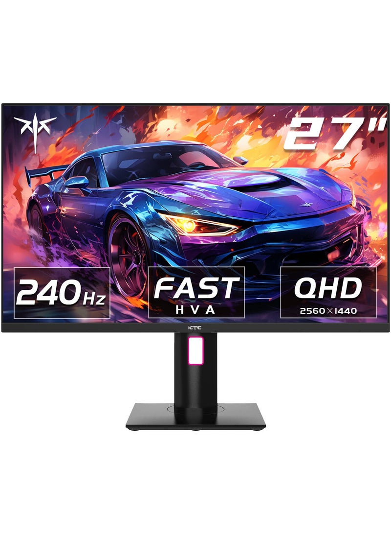 KTC 27 Inch 27GS950 Gaming Monitor 240Hz , QHD 2560x1440 Monitor, Fast HVA, HDR400, G-Sync/FreeSync Compatible, USB/Type C/DisplayPort/HDMI, VESA Mountable, Pivot Height Tilt Adjustable - Image 1
