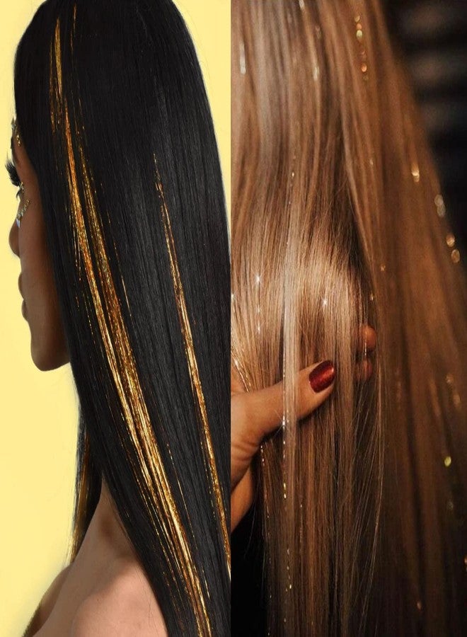 Evrysdi Hair Tinsel Glitter Hair Extensions Sparkling Tinsel Hair Color Party Highlights Glitter Hair Bling Strands for Party Hair,Tinsel Straight Hair Accessories for Women Girls - Image 5