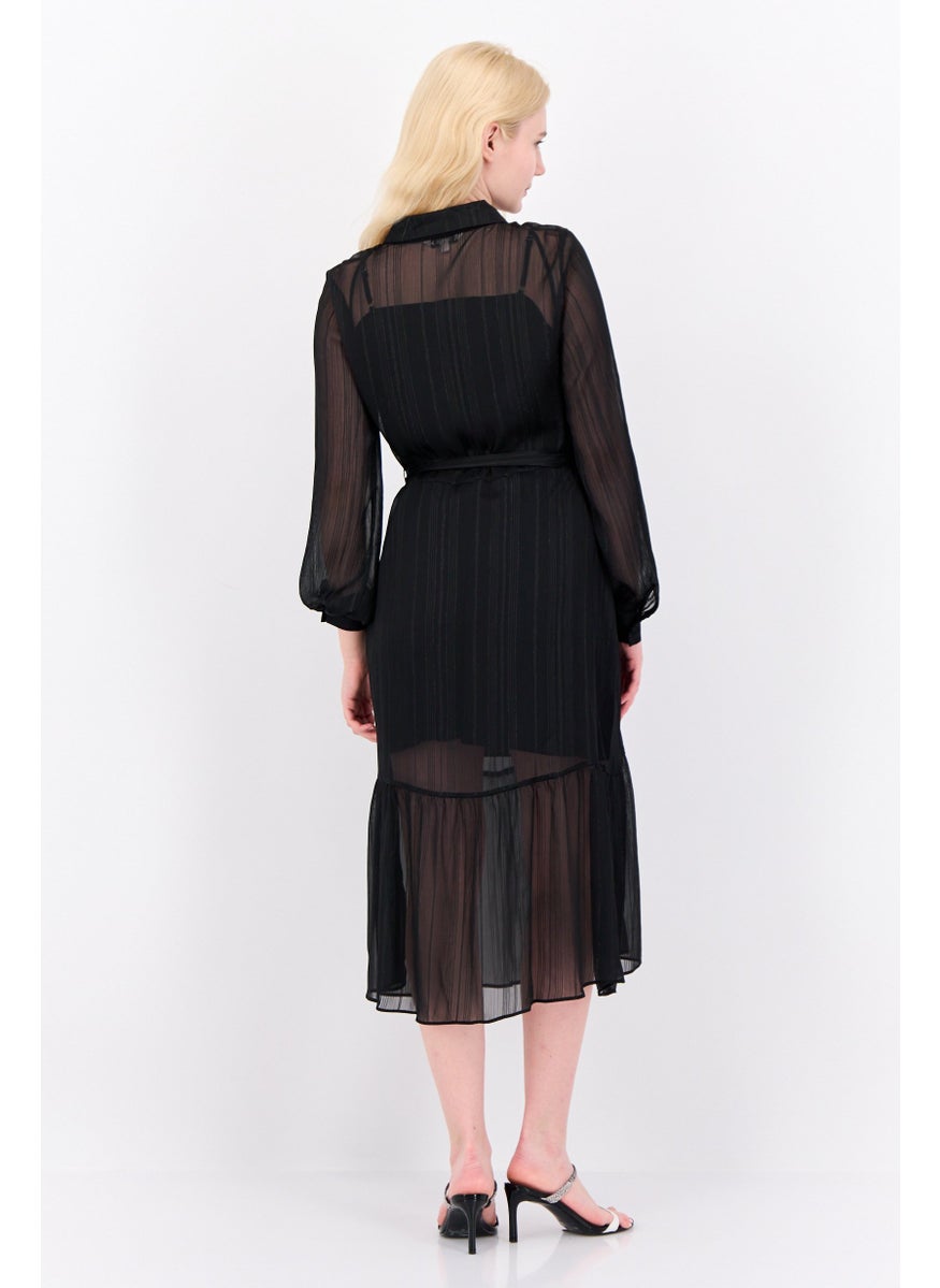 Nanette lepore - Women Metallic Midi Dress, Black - Image 1