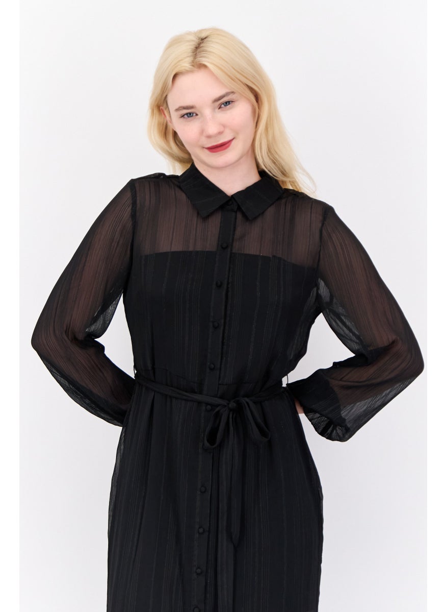 Nanette lepore - Women Metallic Midi Dress, Black - Image 1