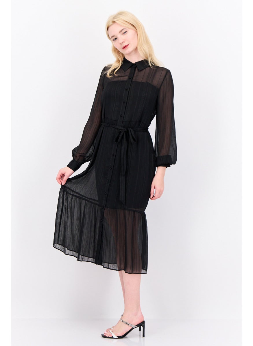 Nanette lepore - Women Metallic Midi Dress, Black - Image 1