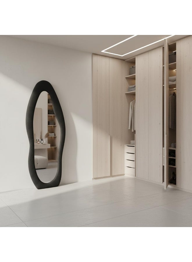 NAMA Unbreakable Full length Mirror Trendy Standing Mirror 190 x 70 cm – MDF Frame with Premium Panda Fabric Upholstery – Full Length Decorative Mirrors for Bedrooms and Dressing Rooms  (BLACK) - Image 1