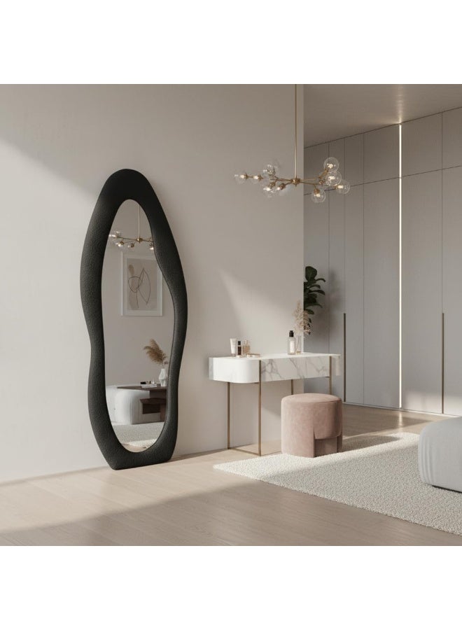 NAMA Unbreakable Full length Mirror Trendy Standing Mirror 190 x 70 cm – MDF Frame with Premium Panda Fabric Upholstery – Full Length Decorative Mirrors for Bedrooms and Dressing Rooms  (BLACK) - Image 4
