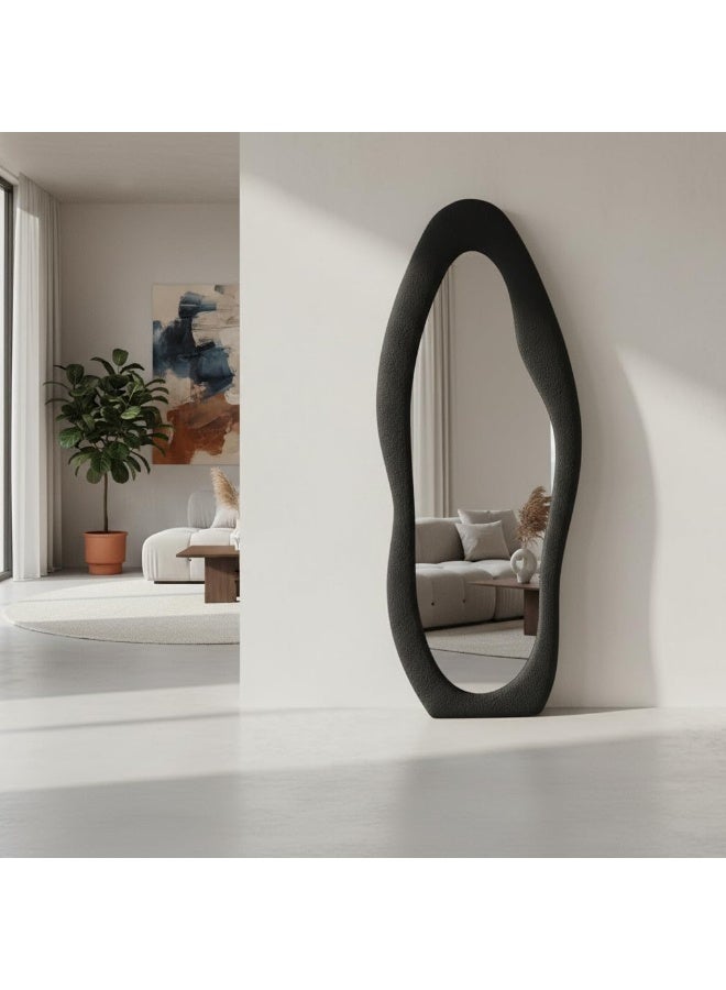 NAMA Unbreakable Full length Mirror Trendy Standing Mirror 190 x 70 cm – MDF Frame with Premium Panda Fabric Upholstery – Full Length Decorative Mirrors for Bedrooms and Dressing Rooms  (BLACK) - Image 2