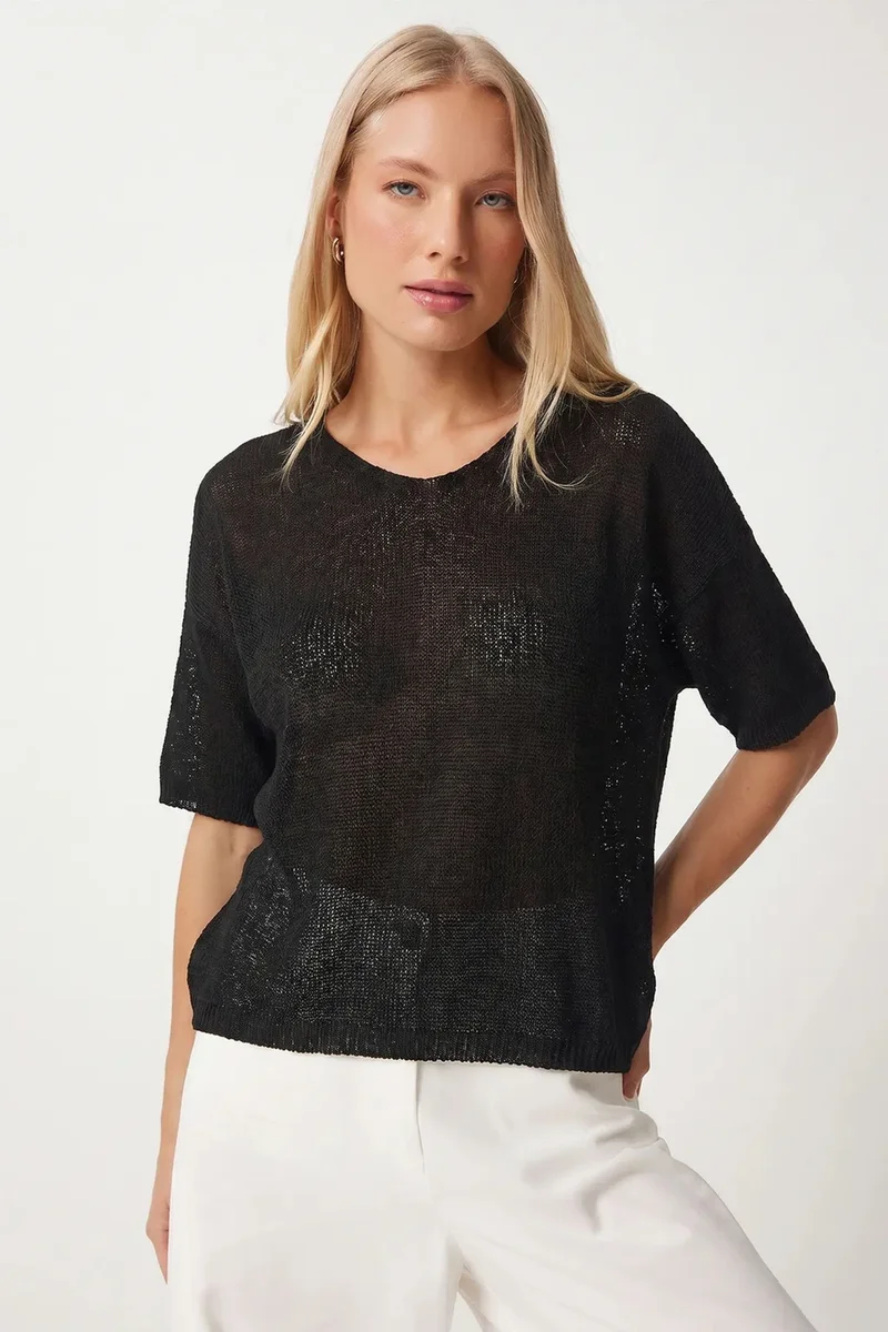 هابينس اسطنبول ISTANBUL Women’s V-Neck Knit Top