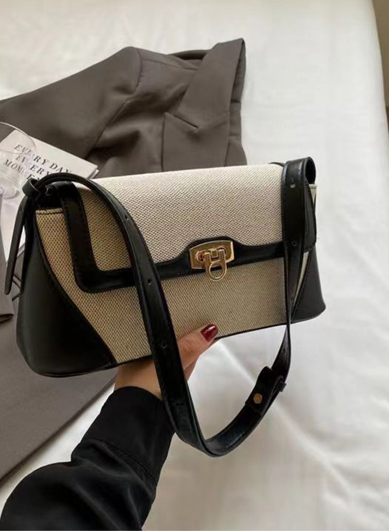 BLLE ROWN Women Armpit Bag, Retro Light Shoulder Bag With Color Block Design, Versatile Haversack, Crossbody Bag With Large Capacity Suitable For Daily Use, Work, Commute,Shopping - Image 3