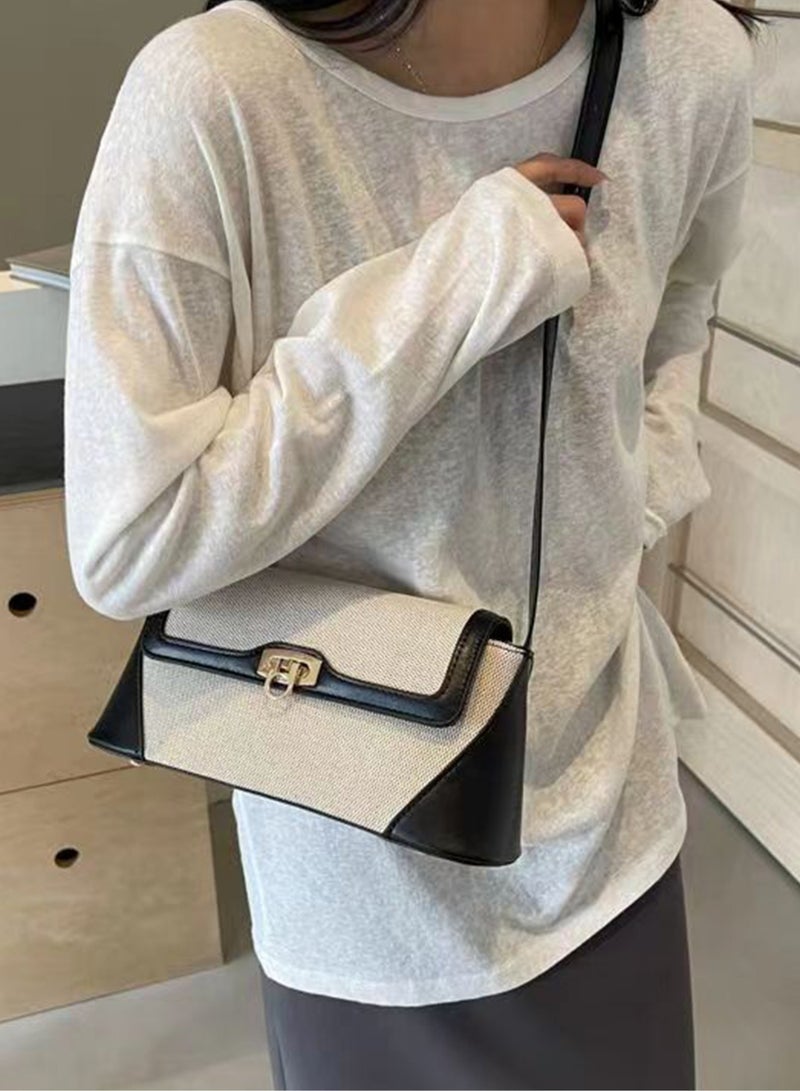 BLLE ROWN Women Armpit Bag, Retro Light Shoulder Bag With Color Block Design, Versatile Haversack, Crossbody Bag With Large Capacity Suitable For Daily Use, Work, Commute,Shopping - Image 4