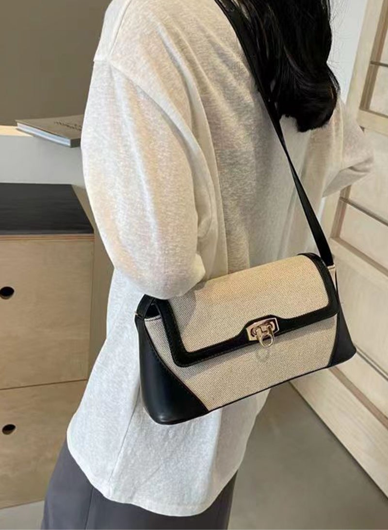 BLLE ROWN Women Armpit Bag, Retro Light Shoulder Bag With Color Block Design, Versatile Haversack, Crossbody Bag With Large Capacity Suitable For Daily Use, Work, Commute,Shopping - Image 5