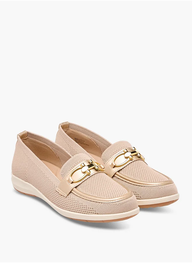 فلورا بيلا من شو إكسبرس Textured Slip-On Loafers with Buckle Accent