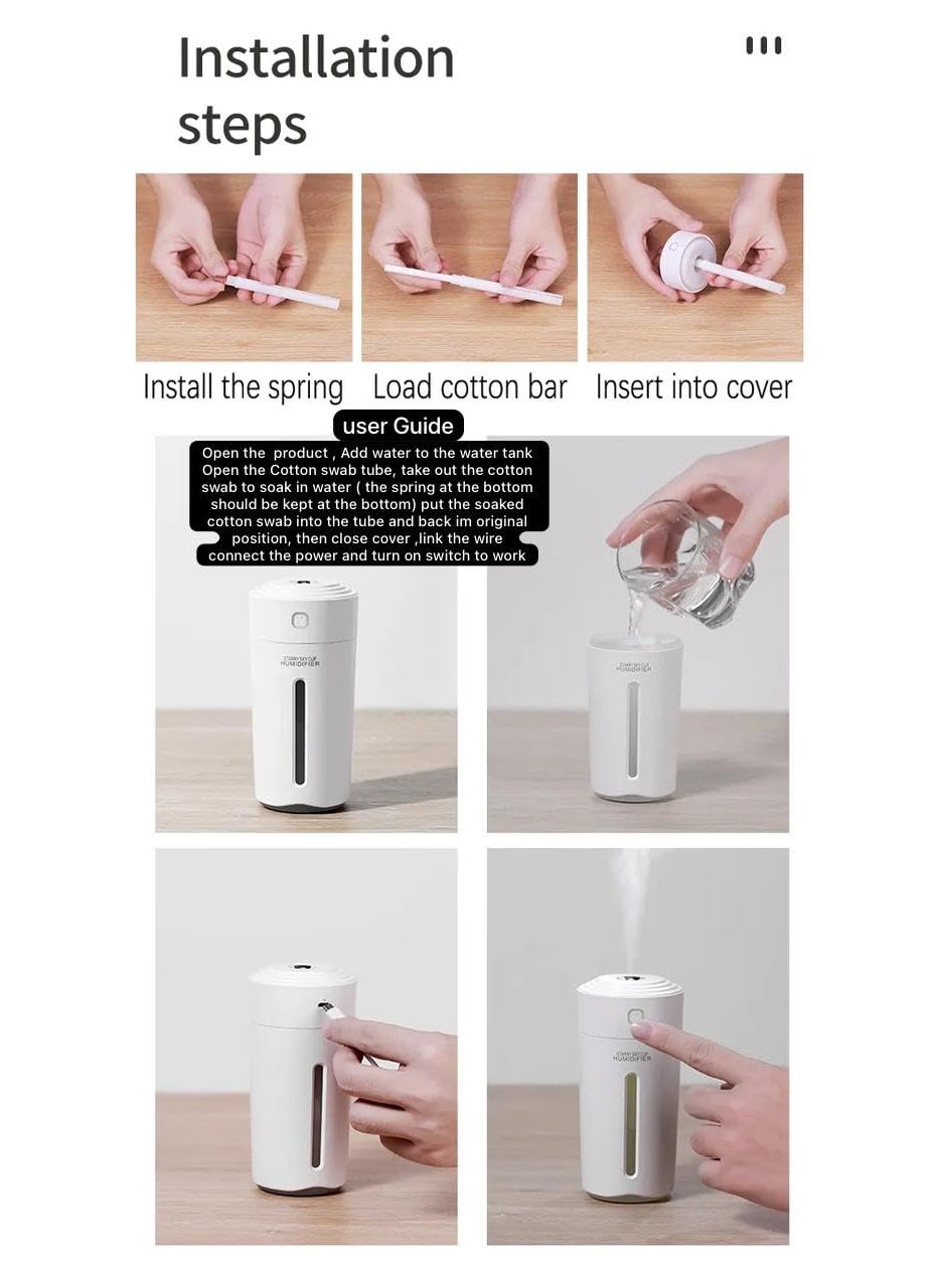 FLOJOY Asian 280ML Essential Oil Diffuser Humidifier Works USB with Colour Changing Led Light Cool Mist Mini Portable Diffuser for Car Home Office Bedroom ModelDark Blue 2 Free Oils in Pack  - Image 3