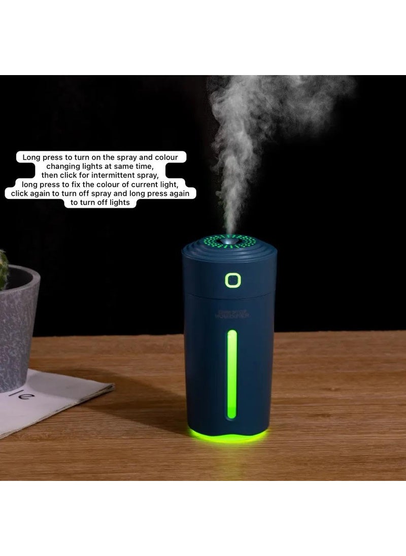 FLOJOY Asian 280ML Essential Oil Diffuser Humidifier Works USB with Colour Changing Led Light Cool Mist Mini Portable Diffuser for Car Home Office Bedroom ModelDark Blue 2 Free Oils in Pack  - Image 4