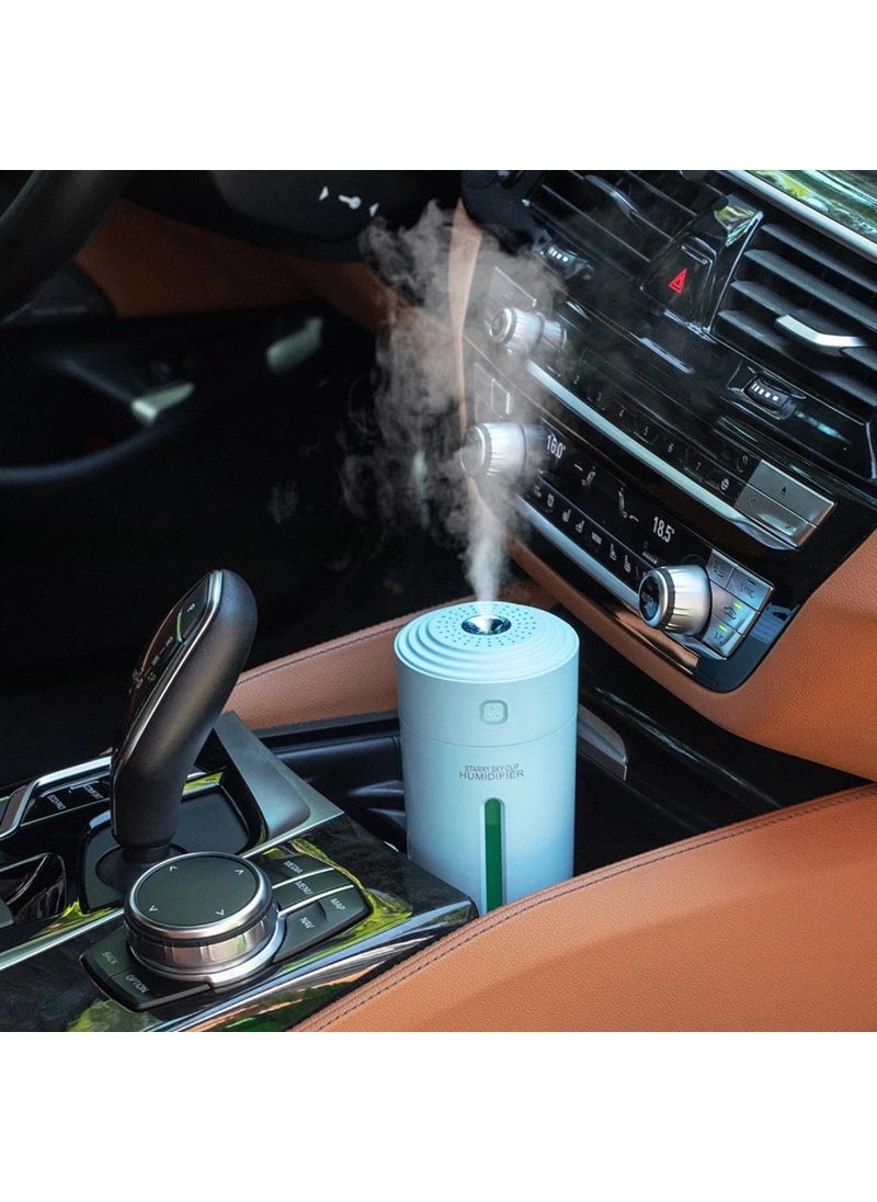 FLOJOY Asian 280ML Essential Oil Diffuser Humidifier Works USB with Colour Changing Led Light Cool Mist Mini Portable Diffuser for Car Home Office Bedroom ModelDark Blue 2 Free Oils in Pack  - Image 2