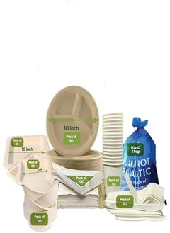 ecoway Disposable Dinner Set Specially For Ramadan Biodegradable Ecofreindly Sugar Cane Plate, Paper Bowls, Cups, Cutlery Set, Garbage Bag and Tissue For 50 Pepole - pzsku/ZE9C7B4F6699D83A3550CZ/45/_/1740043941/afc04727-f605-4739-89d0-05ccdd38b038