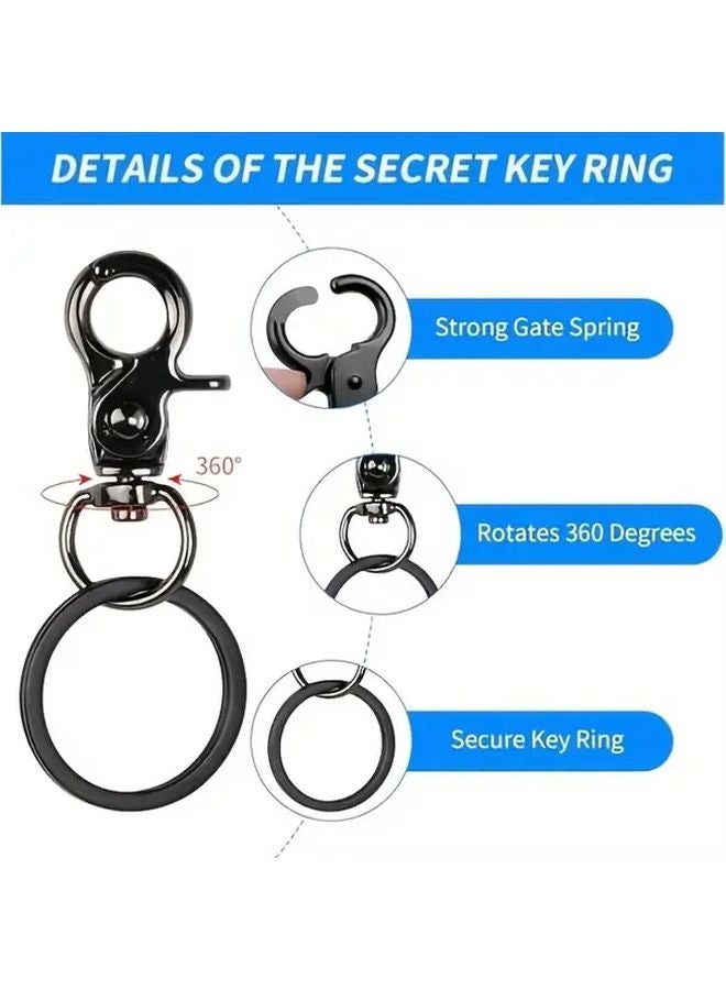 6 Pack Heavy Duty Zinc Alloy Key Ring with Secure Locking Clasp Durable Metal Keychain - Image 4