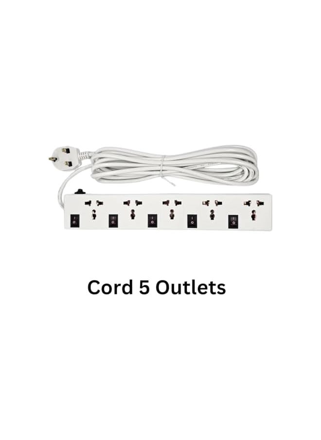 PROMASS promass 5-Outlet Extension Cord with Individual Switches, 5-Meter Long Cable, Universal Socket Design, Fire-Resistant, Space-Saving Slim Profile - Ideal for Home and Office Use  - Image 4