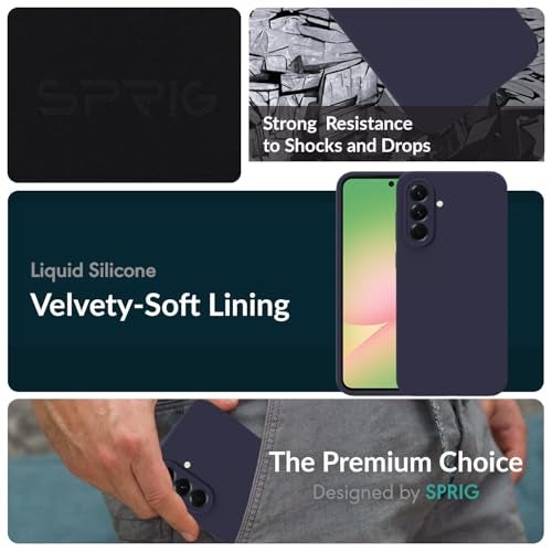 SPRIG Compatible with Samsung A56 5G Premium SilkTone Back Cover Drop Tested Shock Proof Mobile Case for Men, Women, Boys and Girls with Camera Protection (Midnight Blue) - Image 3