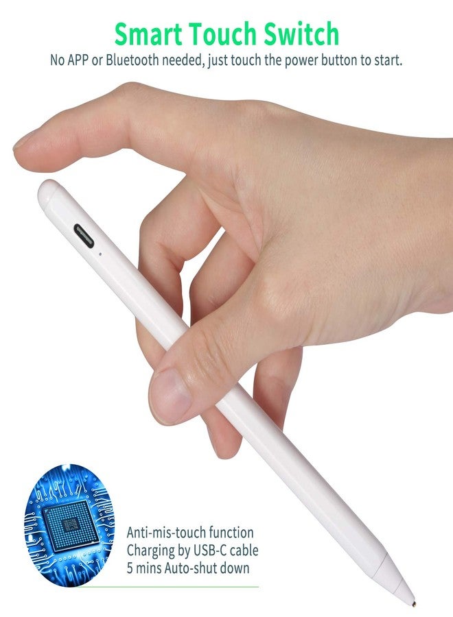 Bbata Electronic Stylus for iPad Pro 9.7" Pencil,Active Capacitive Pencil Compatible with Apple iPad Pro 9.7-inch Stylus Pens,Good on Drawing and NotesType-C Rechargeable Pen, White - Image 2