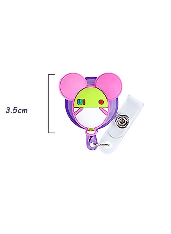 Generic - 4 Pcs Retractable Silica Gel Badge Reel with Swivel Alligator Clip, 3D Cartoon Characters Metal Clip ABS Buckle Id Lanyards Card Holder, Name Tag Clip Work Accessories (Blue+Yellow+Green+Purple) - Image 1