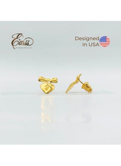 Heart With Bow Gold Earring | Stainless Steel | 18K Gold Plated - pzsku/ZE9C7DB054F7E784BB561Z/45/_/1735993398/1090975d-3b7a-4070-ba84-a41302390359