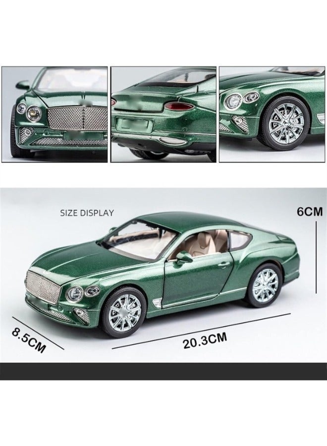 Dexo 1:24 Bentley Continental GT Die-Cast Toy Car with Light & Sound – Premium Alloy Model Car with Openable Parts, Pull Back Action, Realistic Collectible for Kids & Display (Green) - Image 4