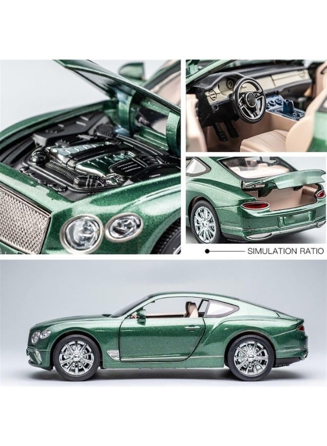 Dexo 1:24 Bentley Continental GT Die-Cast Toy Car with Light & Sound – Premium Alloy Model Car with Openable Parts, Pull Back Action, Realistic Collectible for Kids & Display (Green) - Image 3