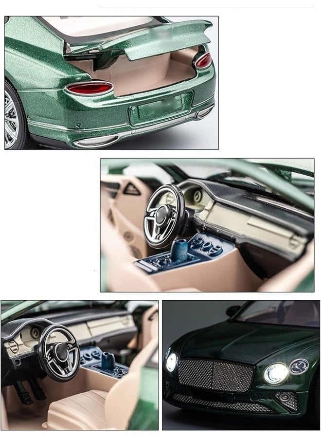 Dexo 1:24 Bentley Continental GT Die-Cast Toy Car with Light & Sound – Premium Alloy Model Car with Openable Parts, Pull Back Action, Realistic Collectible for Kids & Display (Green) - Image 2
