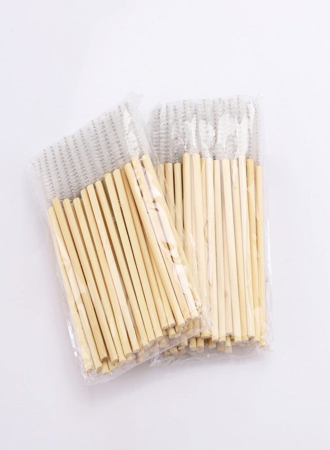 تي بيست ماكس ١٠٠ قطعة من عصي الماسكارا للاستخدام مرة واحدة، فرشاة سبولي من الخيزران لتركيب الرموش، فرشاة سبولي للرموش والحواجب، مجموعة أدوات مكياج، أبيض - Image 4