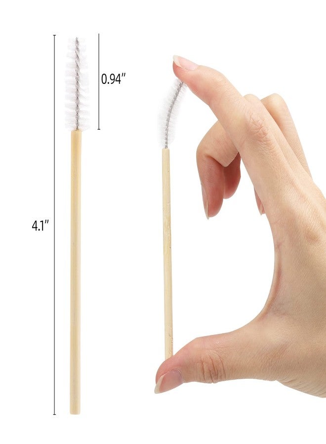 تي بيست ماكس ١٠٠ قطعة من عصي الماسكارا للاستخدام مرة واحدة، فرشاة سبولي من الخيزران لتركيب الرموش، فرشاة سبولي للرموش والحواجب، مجموعة أدوات مكياج، أبيض - Image 2