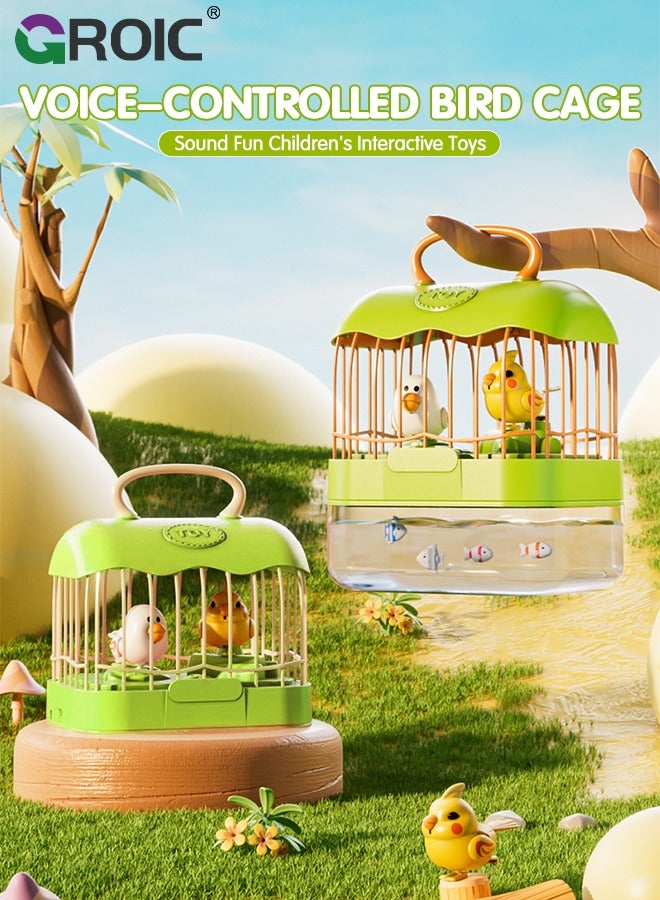 GROIC Mini Birdcage Toddler Toys, Mini Voice-Activated Birds Birdcage Toys Singing & Talking Birds Repeat What You Said, Chirping Fluttering Interactive Toy Electronic Pet Animals for Babies Kids - Image 2