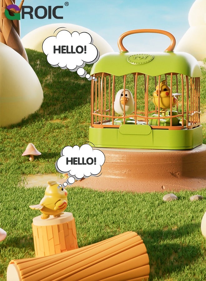 GROIC Mini Birdcage Toddler Toys, Mini Voice-Activated Birds Birdcage Toys Singing & Talking Birds Repeat What You Said, Chirping Fluttering Interactive Toy Electronic Pet Animals for Babies Kids - Image 3