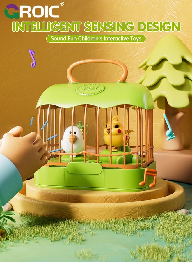 GROIC Mini Birdcage Toddler Toys, Mini Voice-Activated Birds Birdcage Toys Singing & Talking Birds Repeat What You Said, Chirping Fluttering Interactive Toy Electronic Pet Animals for Babies Kids - Image 4