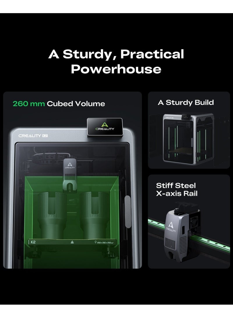 Creality 3D Creality K2 Combo 3D Printer, New Professional Grade Multicolor 3D printer with CFS Supports up to 16 Colors, 600mm/s Printing Speed, Next-Gen Direct Drive Extruder, 260 * 260 * 260mm silver - Image 4