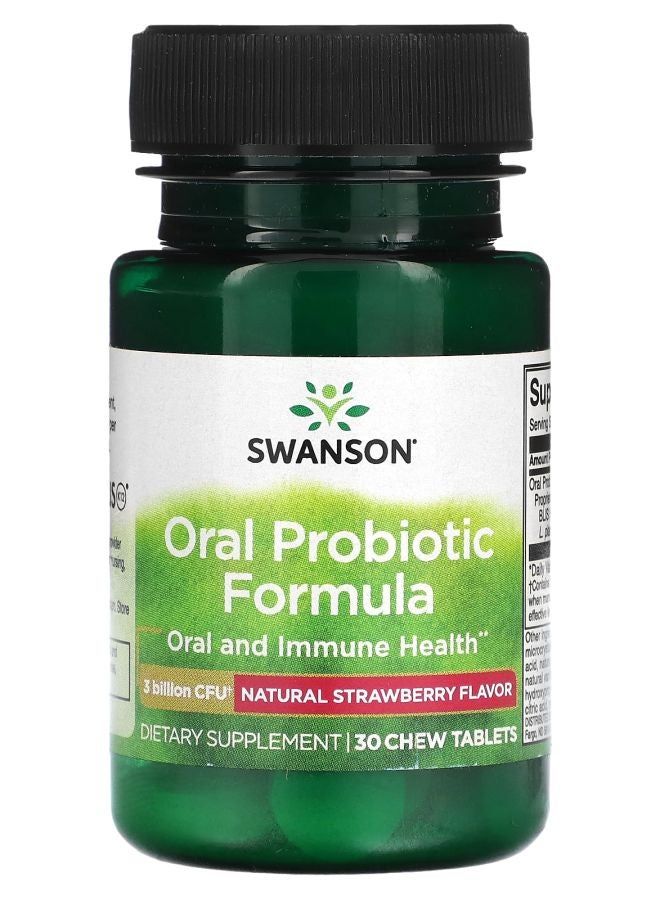 SWANSON Oral Probiotic Formula - Natural Strawberry 3 Billion CFU 30 Chewable Tablets