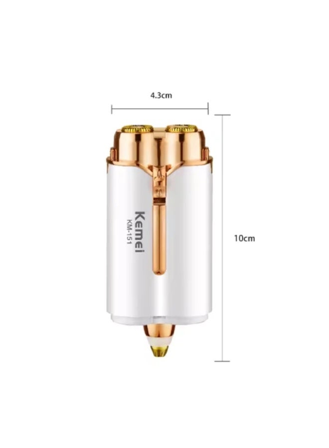 KEMI The Kemei 2-in-1 facial and eyebrow hair removal device is suitable for all skin types. It effectively removes unwanted facial hair and features an ergonomic design for easy access to sensitive areas. Its compact size and portability make it ideal for daily use. KM-151 - Image 2