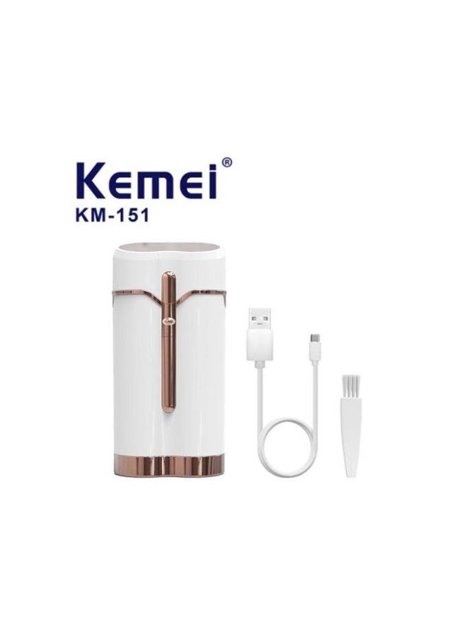 KEMI The Kemei 2-in-1 facial and eyebrow hair removal device is suitable for all skin types. It effectively removes unwanted facial hair and features an ergonomic design for easy access to sensitive areas. Its compact size and portability make it ideal for daily use. KM-151 - Image 3