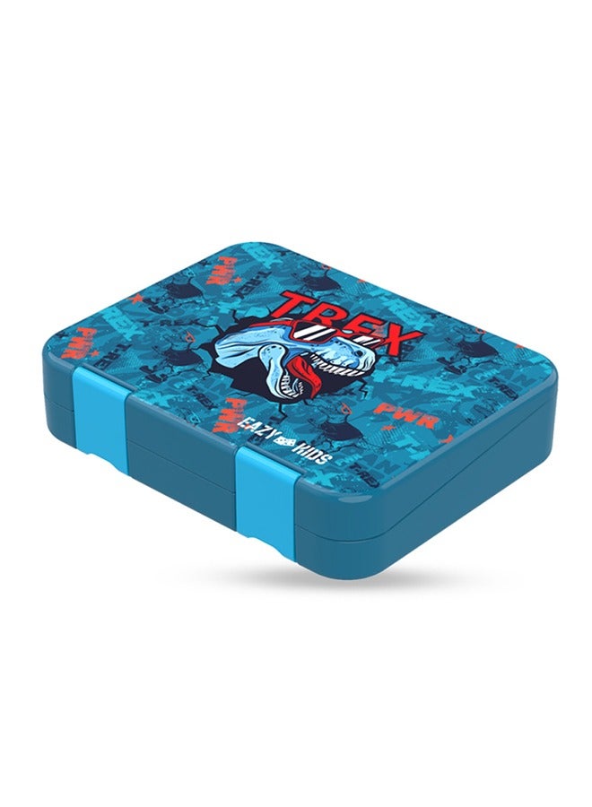 Eazy Kids 6 And 4 Convertible Compartment Bento Lunch Box With Lunch Bag And Sandwich Cutter Set - Trex Blue - Image 3