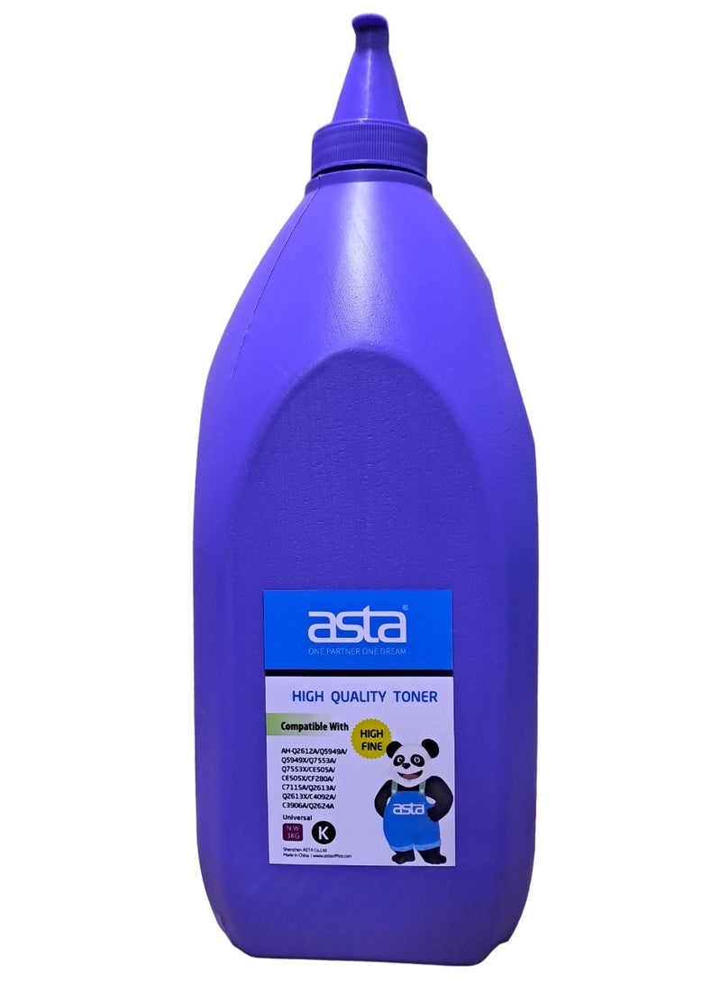 Asta toner powder for refilling HP,CANON Model Laser Toner Cartridges.Black 1KG Universal powder.
