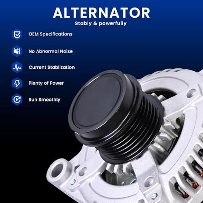 E-Shin Alternator 04801624AD Compatible with 2011-2014 Chrysler 200 2011-2016 3.6L Town & Country 2011-2014 Dodge Avenger 2011-2018 Grand Caravan Replace 04801624AE 68272108AA V6 3.6L 12V 160 Amp 6-Groove - Image 5