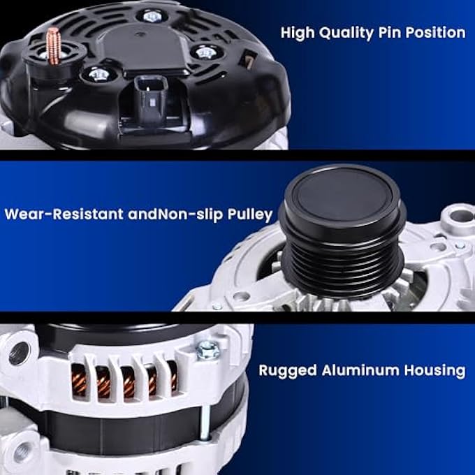 E-Shin Alternator 04801624AD Compatible with 2011-2014 Chrysler 200 2011-2016 3.6L Town & Country 2011-2014 Dodge Avenger 2011-2018 Grand Caravan Replace 04801624AE 68272108AA V6 3.6L 12V 160 Amp 6-Groove - Image 4