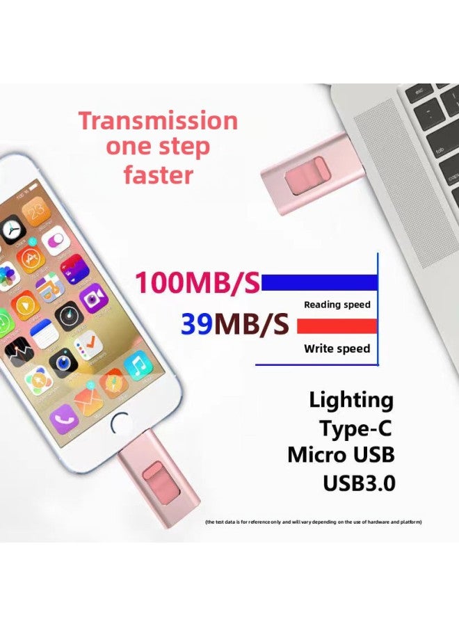 USB Flash Drive Large Memory Multi-function USB Flash Drive Sufficient High-speed Switchable Plug Mobile Phone USB Flash Drive Large Capacity-Colour:Rose Gold (large Window White Liner)-Capacity:16GB - Image 4