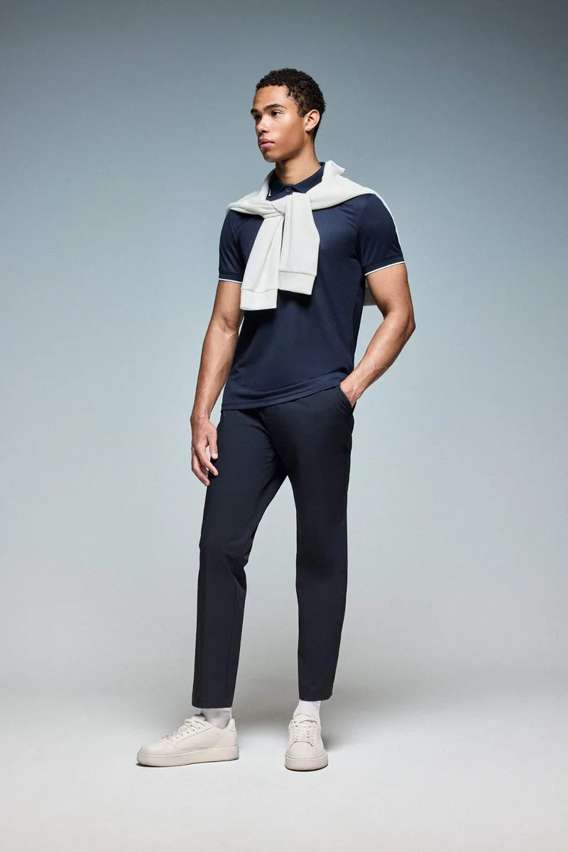 ديفاكتو Slim Fit Crew Neck Polo T-Shirt
