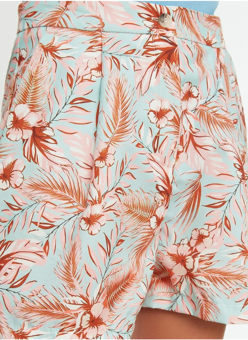 trendyol Printed High Waist Shorts