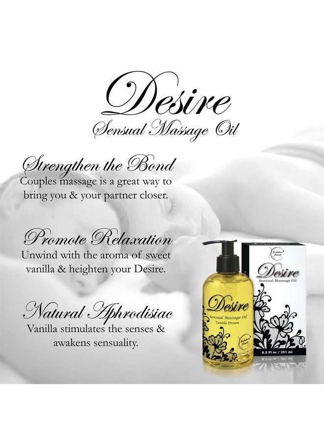 brookethorne naturals - Desire Sensual Massage Oil - Best Massage Oil for Couples Massage – All Natural - Contains Sweet Almond, Grapeseed & Jojoba Oil for Smooth Skin 8oz - Image 1