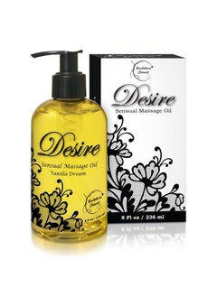Desire Sensual Massage Oil - Best Massage Oil for Couples Massage – All Natural - Contains Sweet Almond, Grapeseed & Jojoba Oil for Smooth Skin 8oz