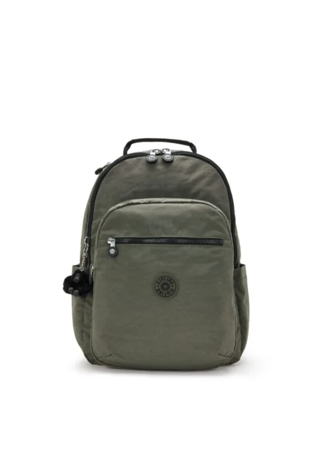 Kipling Seoul Ergonomic Kids School Large Backpack with Laptop Protection, 15-inch, 27L, 0.65kg, Bottle holder - Green Moss