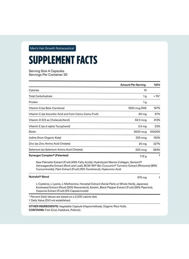 NUTRAFOL - Men's Hair Growth Supplement and Collagen Peptides Powder, Physician-formulated for Visibly Thicker, Stronger Hair, Dermatologist Recommended - 1 Month Supply, 12 oz Bottle - Image 1