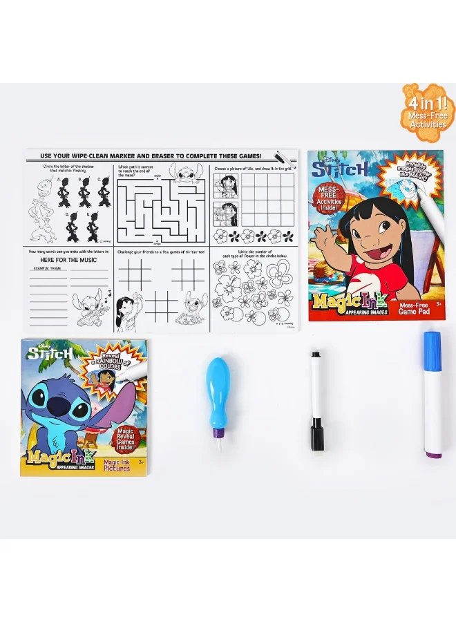 ديزني Stitch Mess Free 4 in 1 Activity Kit  | Magic Ink Pictures | Educational & Learning Set |Ideal For Gifting | Age 3+