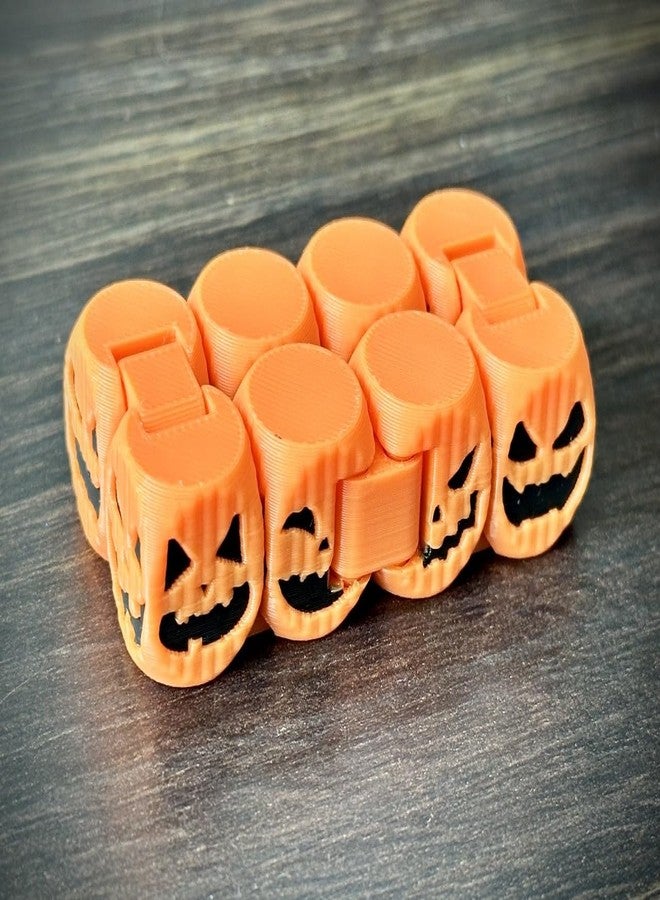 3D Craft Halloween Pumpkin Infinity Cube Fidget Toy | 3D Printed Jack o Lantern Stress Relief Cube | Spooky Desk Toy for Kids & Adults | Halloween Decor Gift Orange Black (Orange) - Image 3